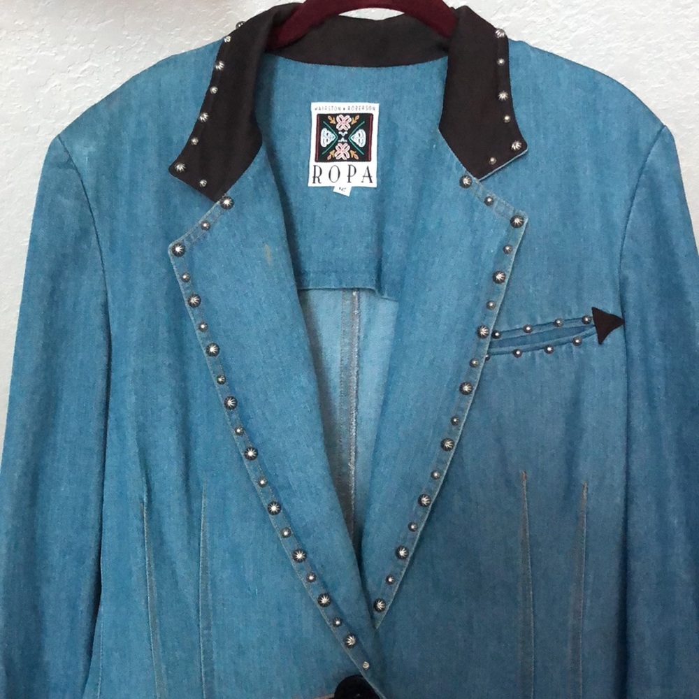EUC Vintage 90s Hairston Roberson ROPA denim jacket blazer rodeo NFR rockies 12 - Picture 7 of 13